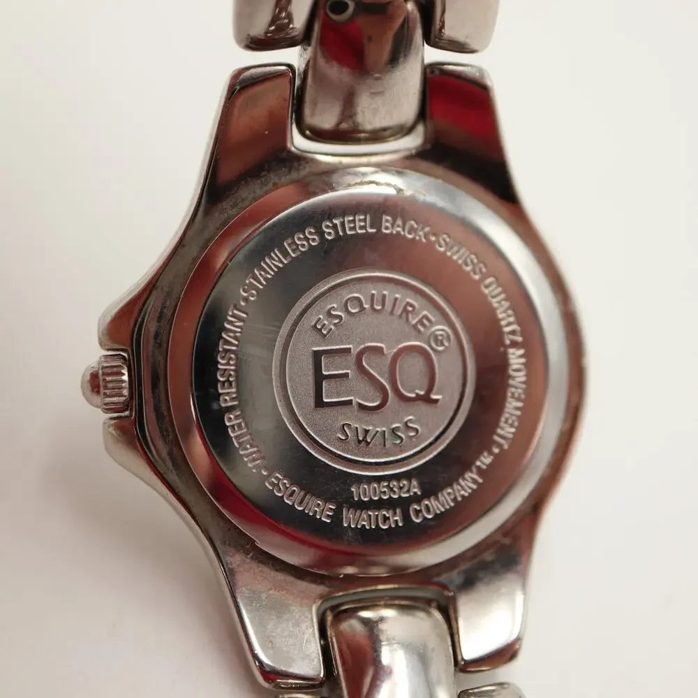 ESQ Swiss Silver Tone 25mm MOP Womens Watch Stainless Steel w New Battery